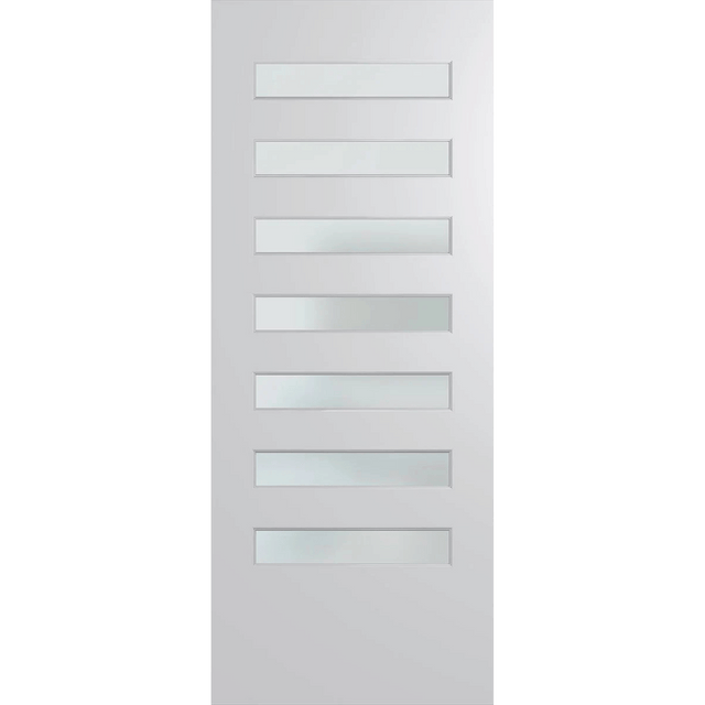 White door with glass panels on a green background. BFR8DuraXPFrost