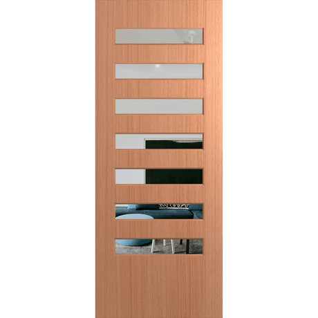 Wooden door with glass panels on a green background. BFR8SPMClear.