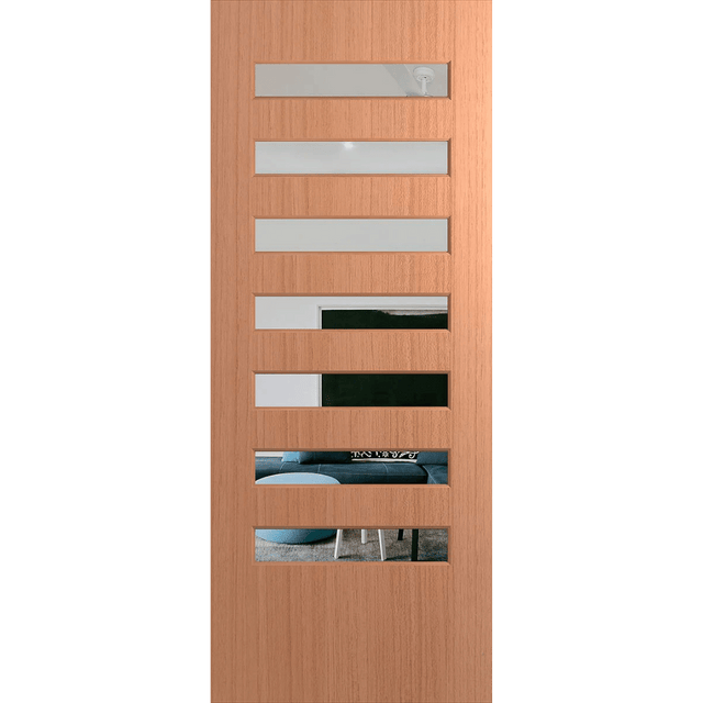 Wooden door with glass panels on a green background. BFR8SPMClear.