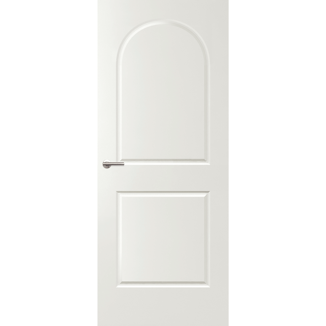 White door with a silver handle on a green background. Balmoral-PBAL11.