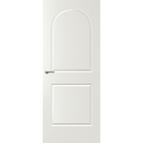 Corinthian Balmoral PBAL 11 primed MDF internal door with a square corner rout profile, shown with a silver handle on a green background