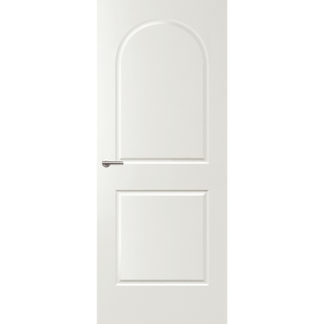 White door with a silver handle on a green background. Balmoral-PBAL11.