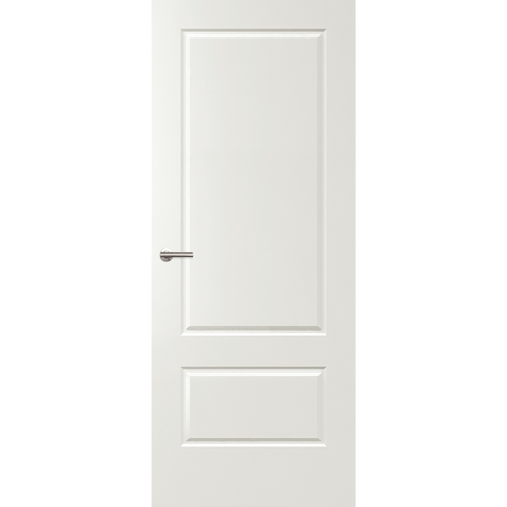 White door with a silver handle on a green background. Balmoral-PBAL5
