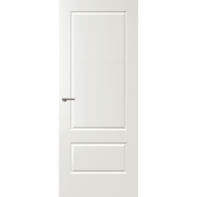 White door with a silver handle on a green background. Balmoral-PBAL5