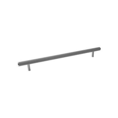 Long, thin metallic bar on a white background. BellevueKnurledSolidBrassEntrancePullHandleInDullBrushedNickel_b2b48bfb-a0f0-49df-a83a-f4abddcd0b9f