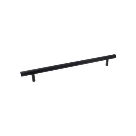Black cabinet handle on a white background. BellevueKnurledSolidBrassEntrancePullHandleInMattBlack_884eb95f-1884-4e4b-a202-890284afcd65