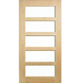 Corinthian Blonde Oak AWOWS 5G entrance door with clear glass panels and American White Oak veneer