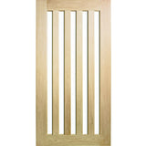 Corinthian Blonde Oak AWOWS 5VG entrance door with five vertical clear glass panels in American White Oak veneer