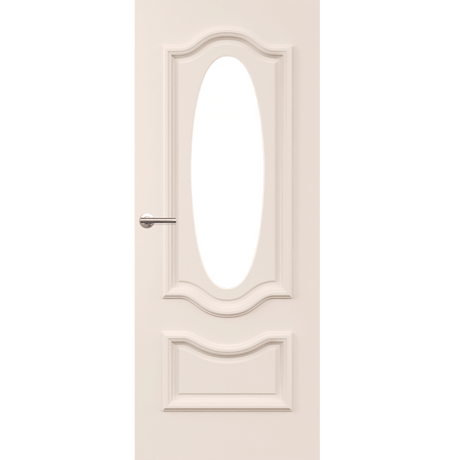 White door with an oval window on a green background. ClassicPCL1AG