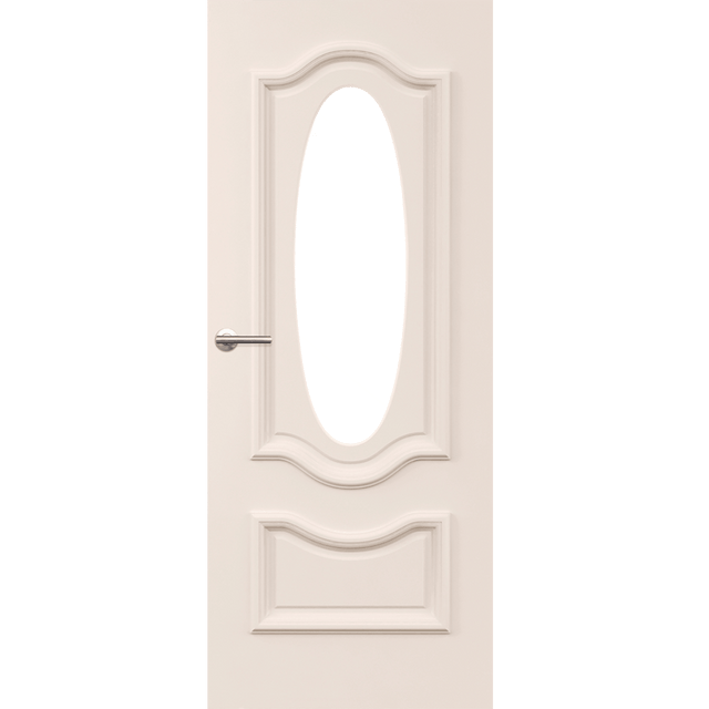 White door with an oval window on a green background. ClassicPCL1AG