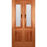 Wooden door with glass panels on a green background. EN804AO_Indoorviewwithglasswindowclosed