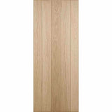 Corinthian Elements ELEM A2 vertical symmetrical entrance door in White Oak veneer, shown closed