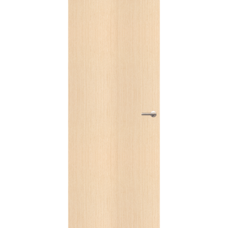 Beige wooden door with a silver handle on a transparent background. Flush White Oak Interior Corinthian Door