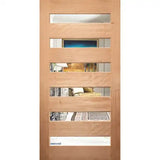 Four Seas OWT-6L Entrance Door in Clear finish featuring six horizontal glass panels and solid Meranti timber construction