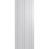 Hume Accent HAG11 internal door with horizontal and vertical routed lines on a white primed MDF surface