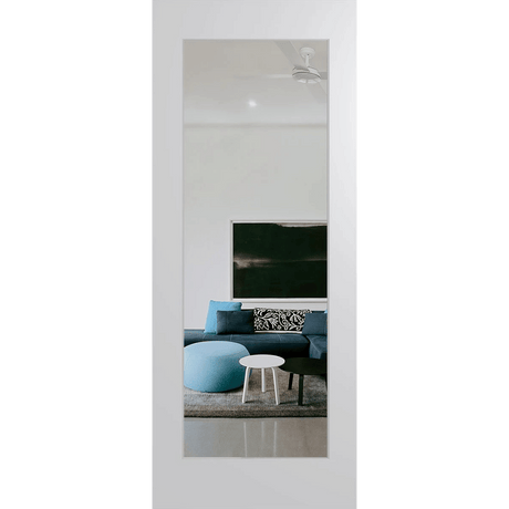 Hume Doors Humecraft HMC11 Primecoat MDF internal door shown with clear glazing