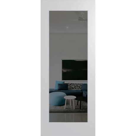 Hume Doors Humecraft HMC11 Primecoat MDF internal door shown with grey glazing