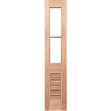 Wooden door with two rectangular windows and a shutter on a transparent background. HalfFrench2L-LVSidelight