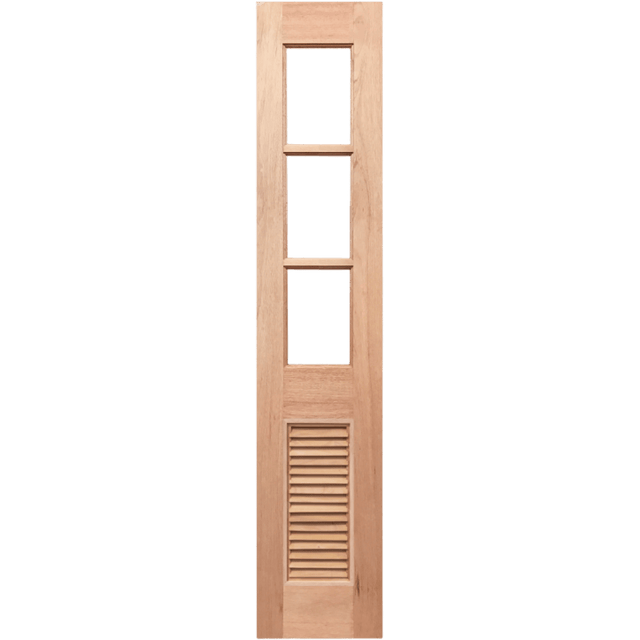 Slim wooden door with glass panels. HalfFrench3L-LVSidelight.