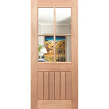 Half French 4L-VGroove entrance door with 5mm toughened clear glass, solid maple timber