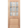 Half French 9L1P Entrance Door with Cathedral glass in solid maple timber