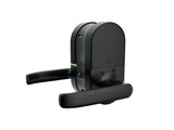 Black electronic device with a handle on a white background. HandySeriesH13SmartLock-back