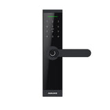 Black digital door lock with a digital keypad on a white background. HandySeries_H05KeylessEntrySmartDoorLock_fac956f1-0841-4b5e-9fbc-d7edea05cf3a