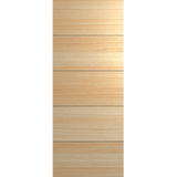 Wooden panel with horizontal slats on a green background Hume Linear Entrance XLR150 in Tasmanian Oak