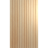 Wooden panel with vertical slats on a green background Hume_LinearEntranceXLR500_TasmanianOak_2