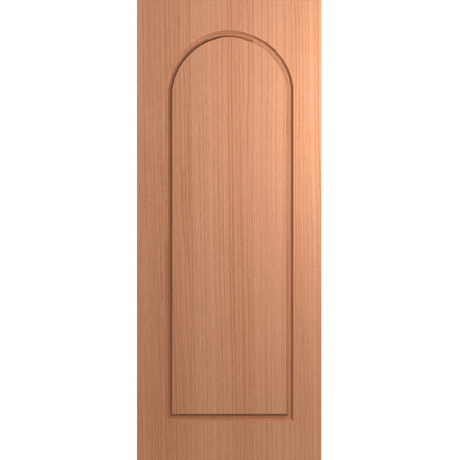 Wooden door with an arch-shaped panel on a green background Hume_VaucluseEntranceXV31_SlicedPacificMaple