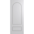 White door with an arch-shaped design on a green background Hume_VaucluseEntranceXV32_Duracote