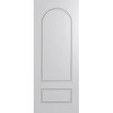 White door with an arch-shaped design on a green background Hume_VaucluseEntranceXV32_Duracote