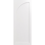 White door with a vertical slat design. LUX10L-RoutedBatten