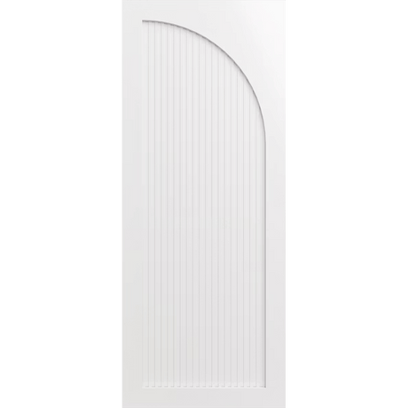 White door with an arch facing right. LUX10R-RoutedBatten