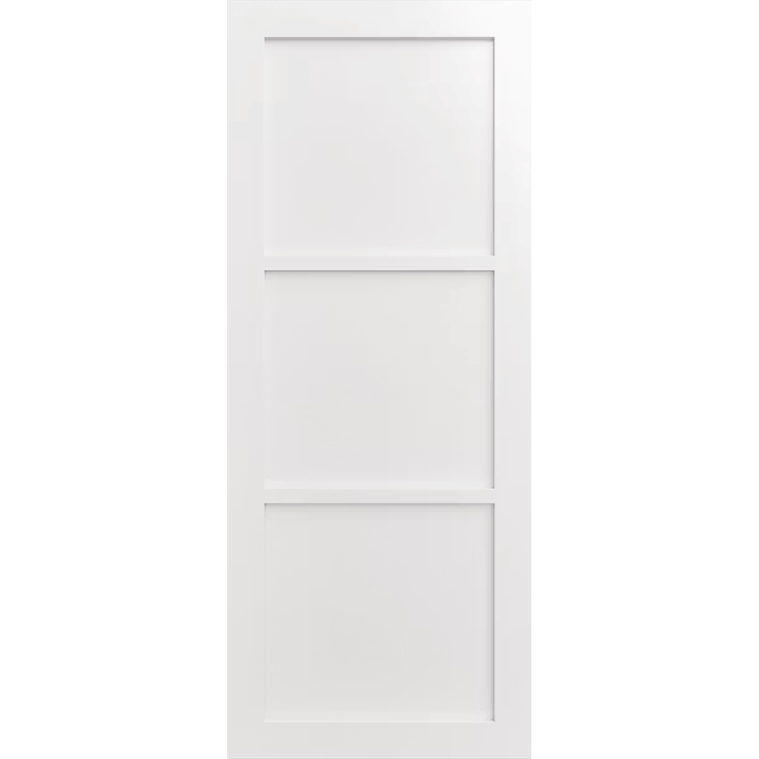 White door with three panels. LUX3-Inlay