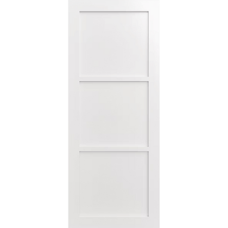 White door with three panels. LUX3-Inlay