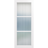 White door with glass panels on a green background. LUX3-NarrowLines