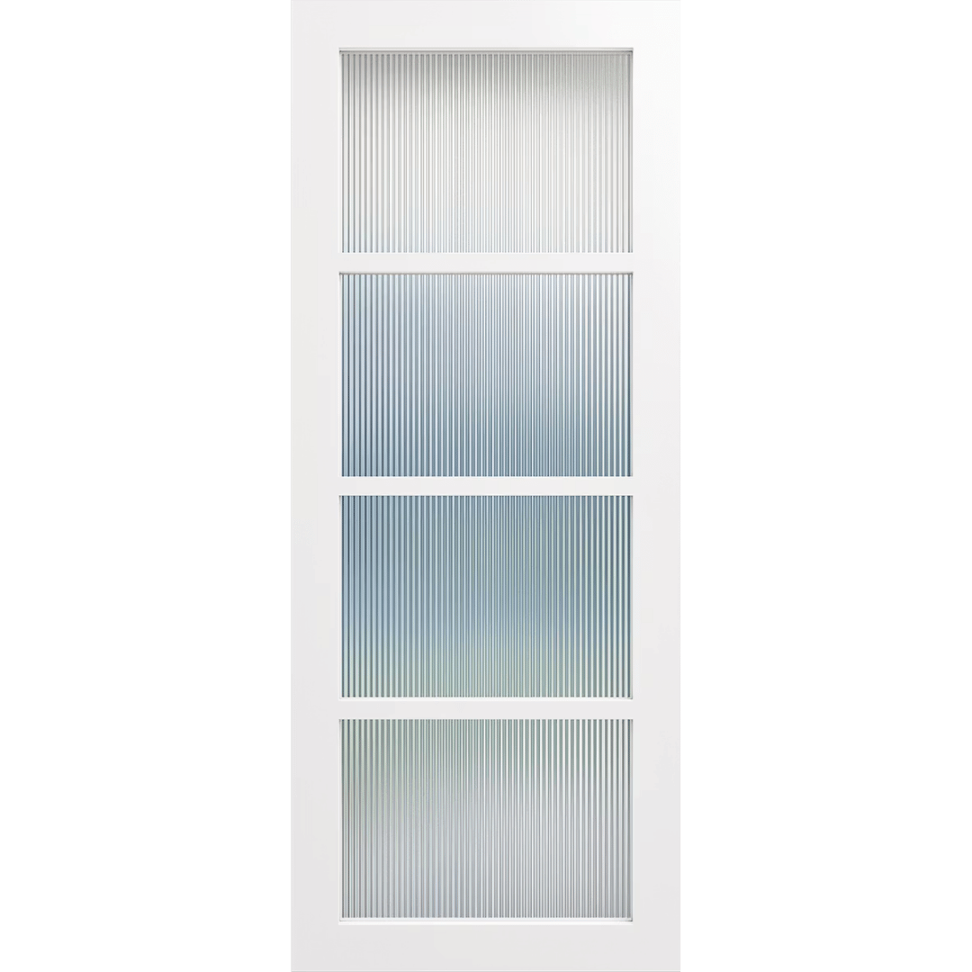 White door with glass panels on a green background. LUX4-NarrowLines
