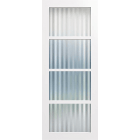 White door with glass panels on a green background. LUX4-NarrowLines