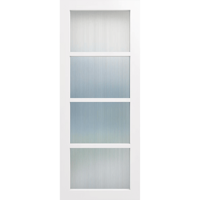 White door with glass panels on a green background. LUX4-NarrowLines