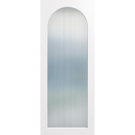 White door with a large arched glass panel. LUX8-NarrowLines