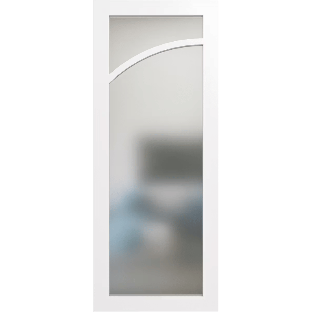 White door with and arch facing left and a translucent glass. LUX9L-Translucent