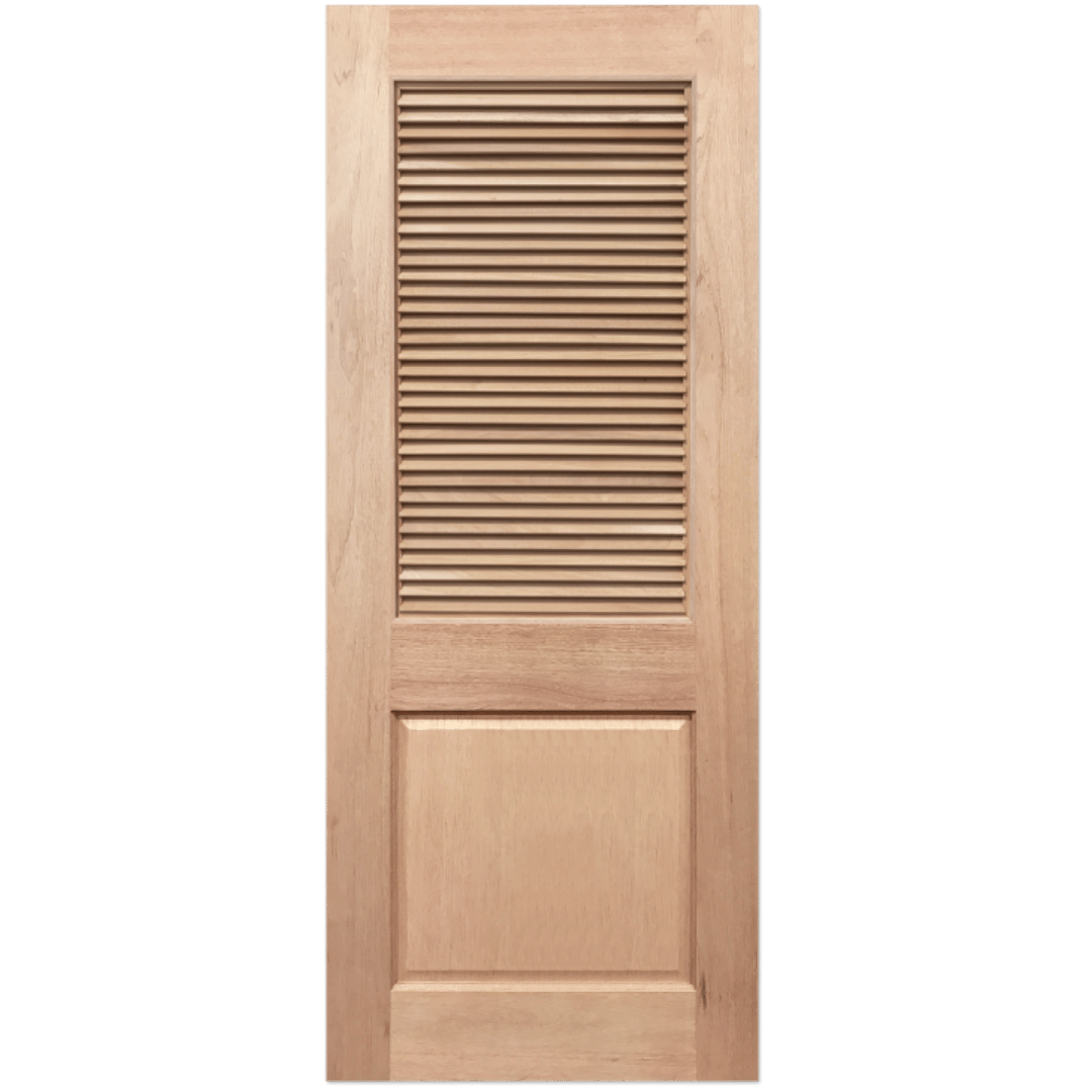 Wooden door with a louvered design on a transparent background. Louvre3
