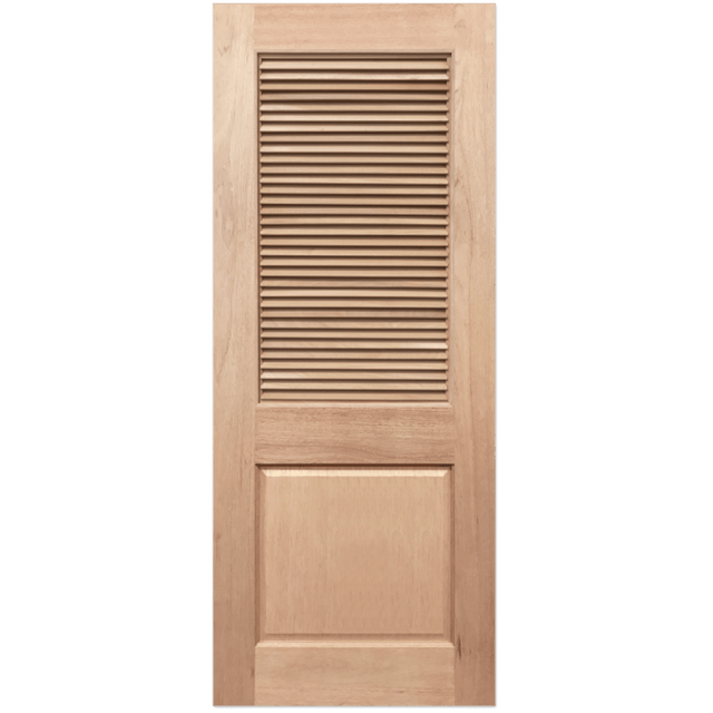 Wooden door with a louvered design on a transparent background. Louvre3