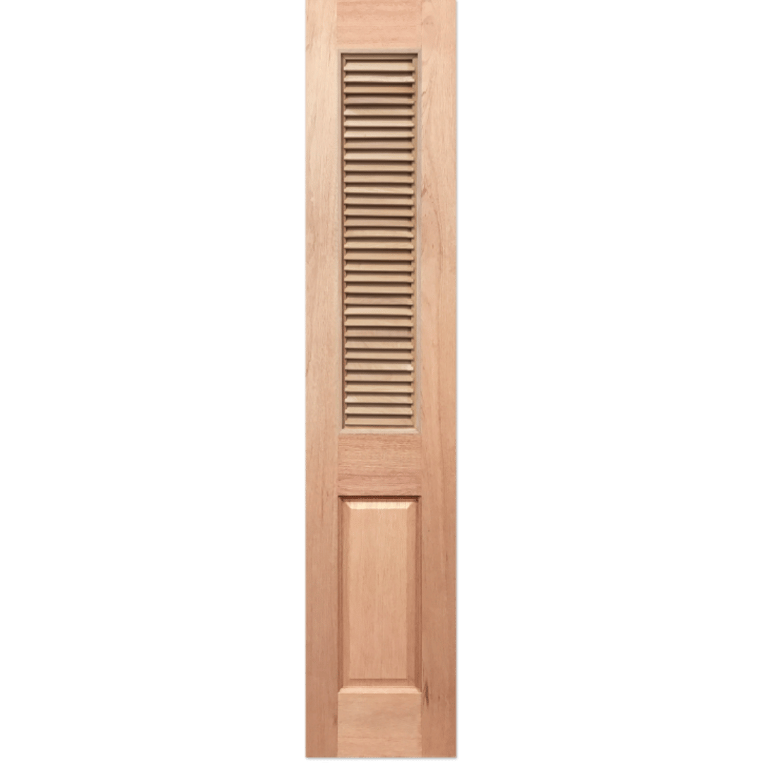 Wooden shutter with slats on a transparent background. Louvre3sidelight