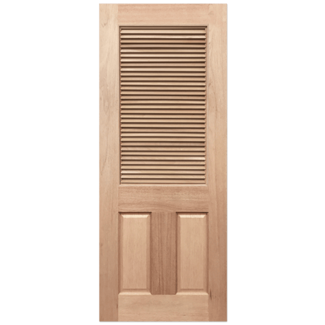 Wooden door with horizontal slats on a transparent background. Louvre4
