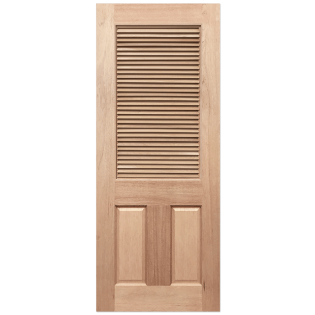 Wooden door with horizontal slats on a transparent background. Louvre4