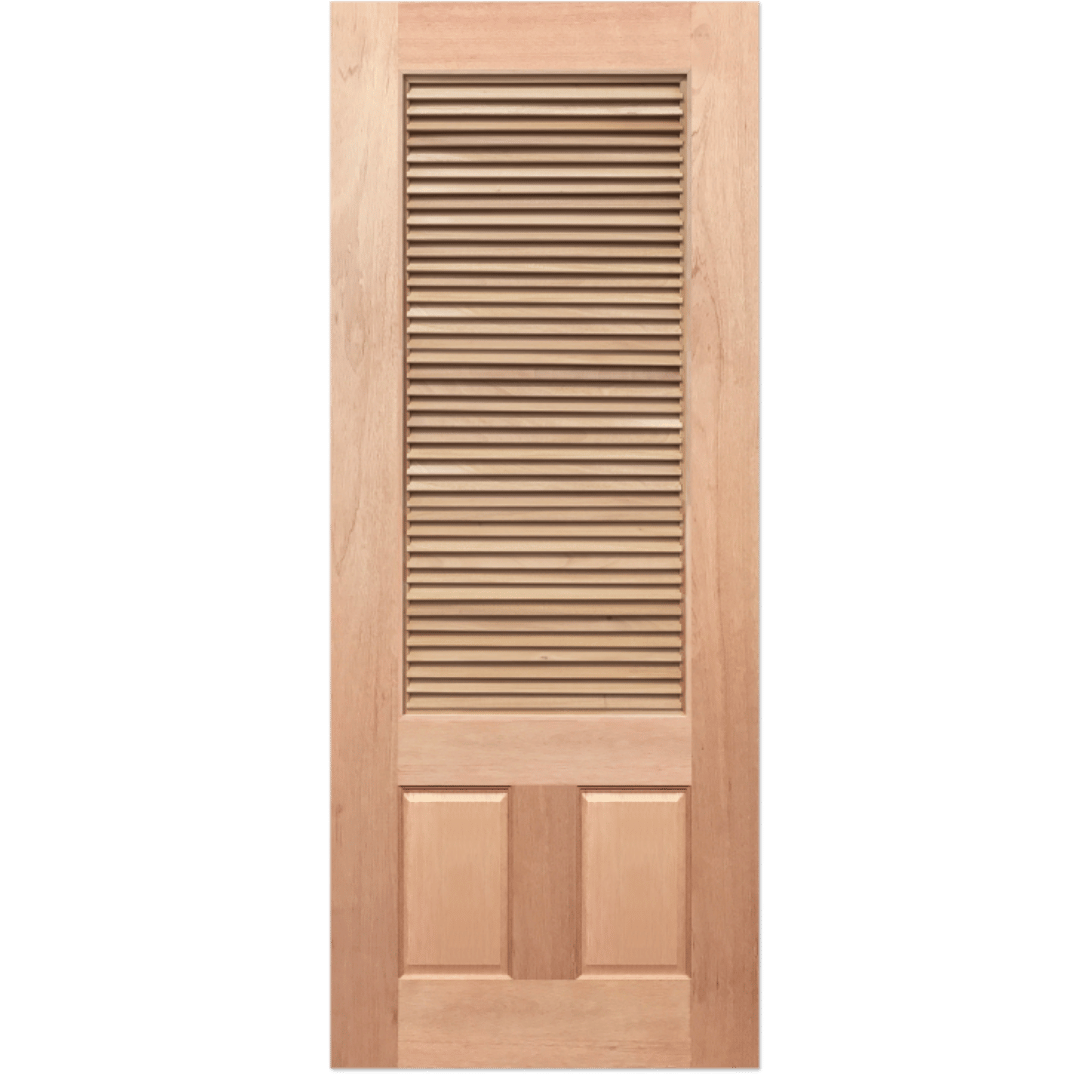 Wooden door with slatted design on a transparent background. Louvre6