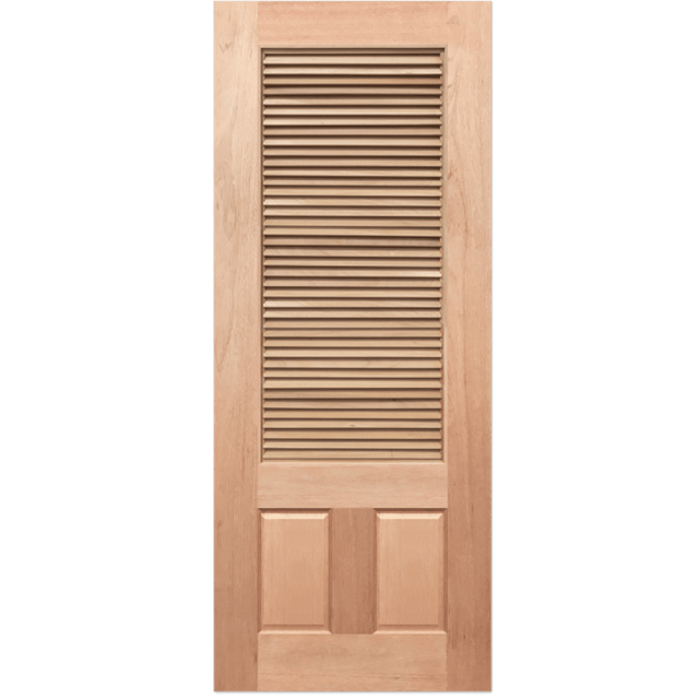 Wooden door with slatted design on a transparent background. Louvre6