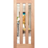 Oxford 3G Modern Entrance Door made of solid maple timber with three clear glass panels